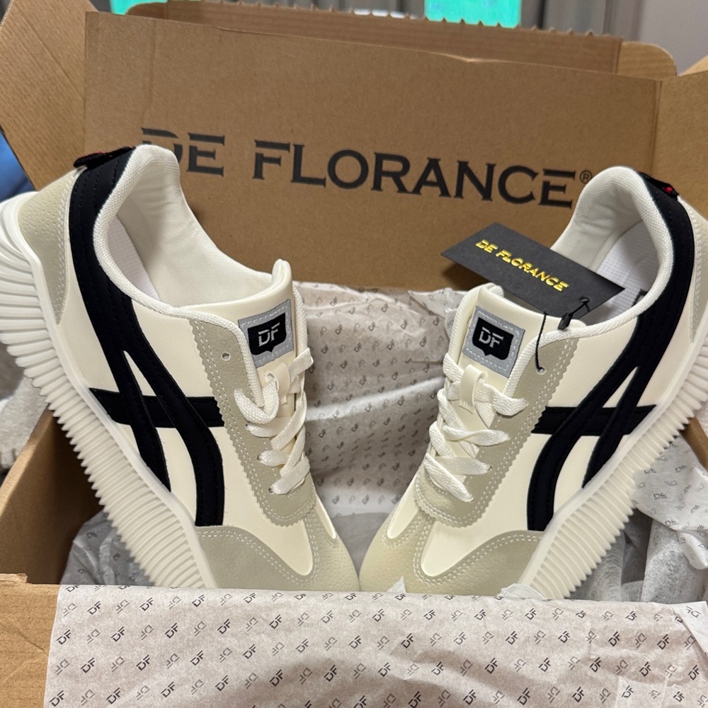 Women's Vintage Cream and Black Sneakers